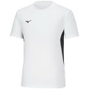 32MAA190012XL ミズノ ナビドライ Tシャツ 半袖 切替（ホワイト×ブラック・サイズ：S） mizuno NAVIDRY