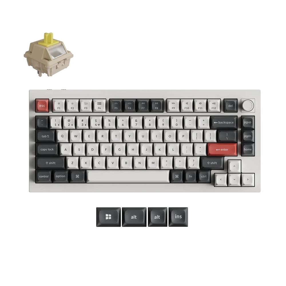 Keychron｜キークロン Q1 Ultra 8K ワイヤレスカスタムメカニカルキーボード 英語配列 Keychron Silk POMスイッチ バナナ軸（ホワイト） Q1U-P4-US
