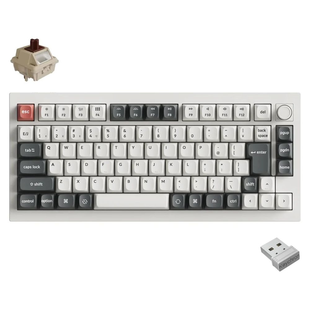 Keychron｜キークロン Q1 Ultra 8K ワイヤレスカスタムメカニカルキーボード 日本語配列・かな印字なし Keychron Silk POMスイッチ 茶軸（ホワイト） Q1U-P3V-JIS