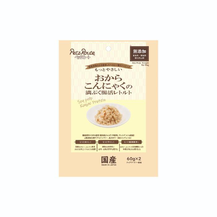 【同梱不可】【6個セット】ペッツルート おからこんにゃくの満ぷく腸活レトルト60g×2袋