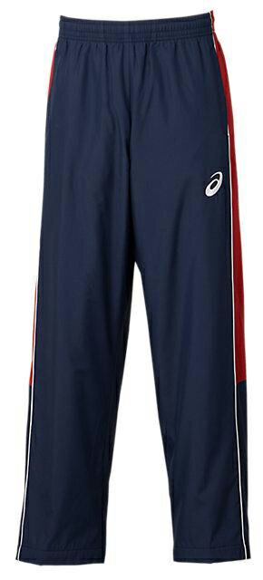 2063A199-401-140 アシックス ジュニア ウォームアップパンツ(ネイビー×ストロングレッド・サイズ:140) WARMUPPANTS