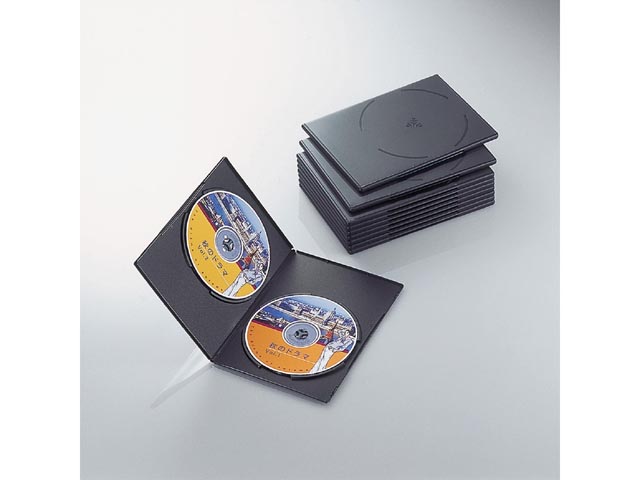 エレコム スリムDVDトールケース 2枚収納・ブラック・10枚 CCD-DVDS06BK 