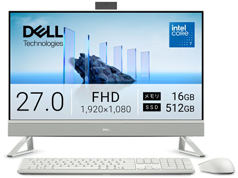 DELL｜デル 一体型デスクトップパソコン Dell 27 EC27250（27型/Core 7 150U/メモリ 16GB/SSD 512GB/DVD）(パールホワイト) AD69-GHJ