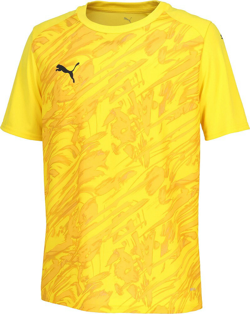 プーマ TEAMFINAL グラフィック ゲームシャツ（Faster Yellow-PUMA Black-Yellow Sizzle・サイズ：XL） PJ-707334-07-XL