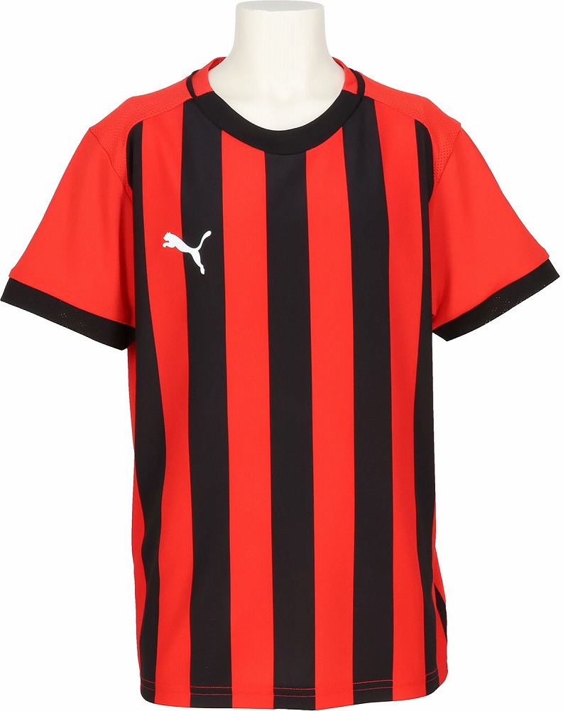 【返品種別A】□「返品種別」について詳しくはこちら□◆「TEAMLIGA26 ストライプゲームシャツ JR」は、クラシックなストライプデザインを採用したジュニア向け高機能サッカーシャツ。◆リサイクルポリエステル100％のインターロック素材で軽量かつ耐久性に優れています。◆DRYCELLテクノロジーにより汗を素早く吸収・拡散し、ドライな着心地をキープ。◆メッシュパネルが通気性を高め、快適なプレーをサポートします。■　仕　様　■素材:本体/ポリエステル100％、切替/ポリエステル100％特徴:DRY CELL/吸水速乾の高機能素材により、運動中の衣服内はドライで快適。RE:FIBREプログラムの一環として、この衣服は繊維廃棄物やその他の使用済み素材から少なくとも95％リサイクル素材で作られています。詳細:フィット感/レギュラー、主な素材タイプ/インターロック、ネック/クルー、半袖、丈/レギュラー、PUMAユース/8歳から16歳の年長児に推奨性別:ジュニア[PJ70734511130]プーマジャパン株式会社アウトドア＞サッカー・フットサル＞ウェア＞ジュニア用ウェア＞ゲームウェア