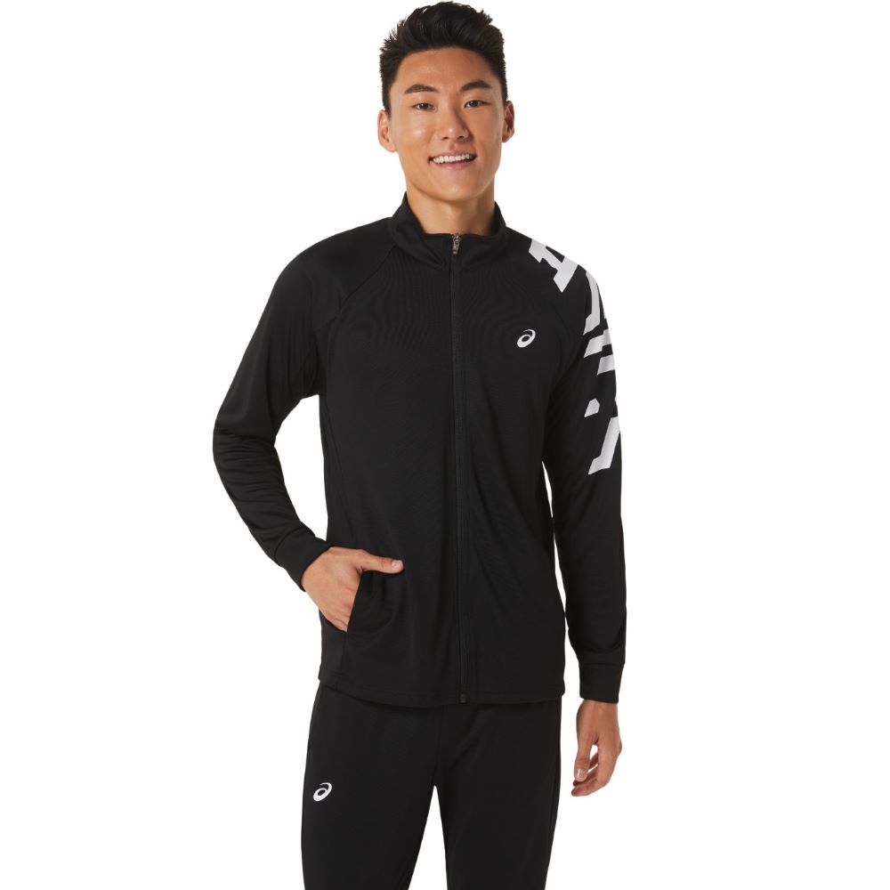 2031D829-001-L アシックス ユニセックス ドライニットジャケット（パフォーマンスブラック・サイズ：L） ASICS HEX GRAPHIC DRY KNIT JACKET