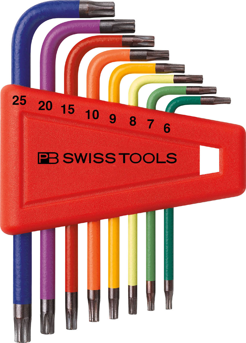 PBスイスツールズ ホルダー付レインボーヘクスローブレンチセット(8本セット T6、T7、T8、T9、T10、T15、T20、T25 パック無し) PB 410...