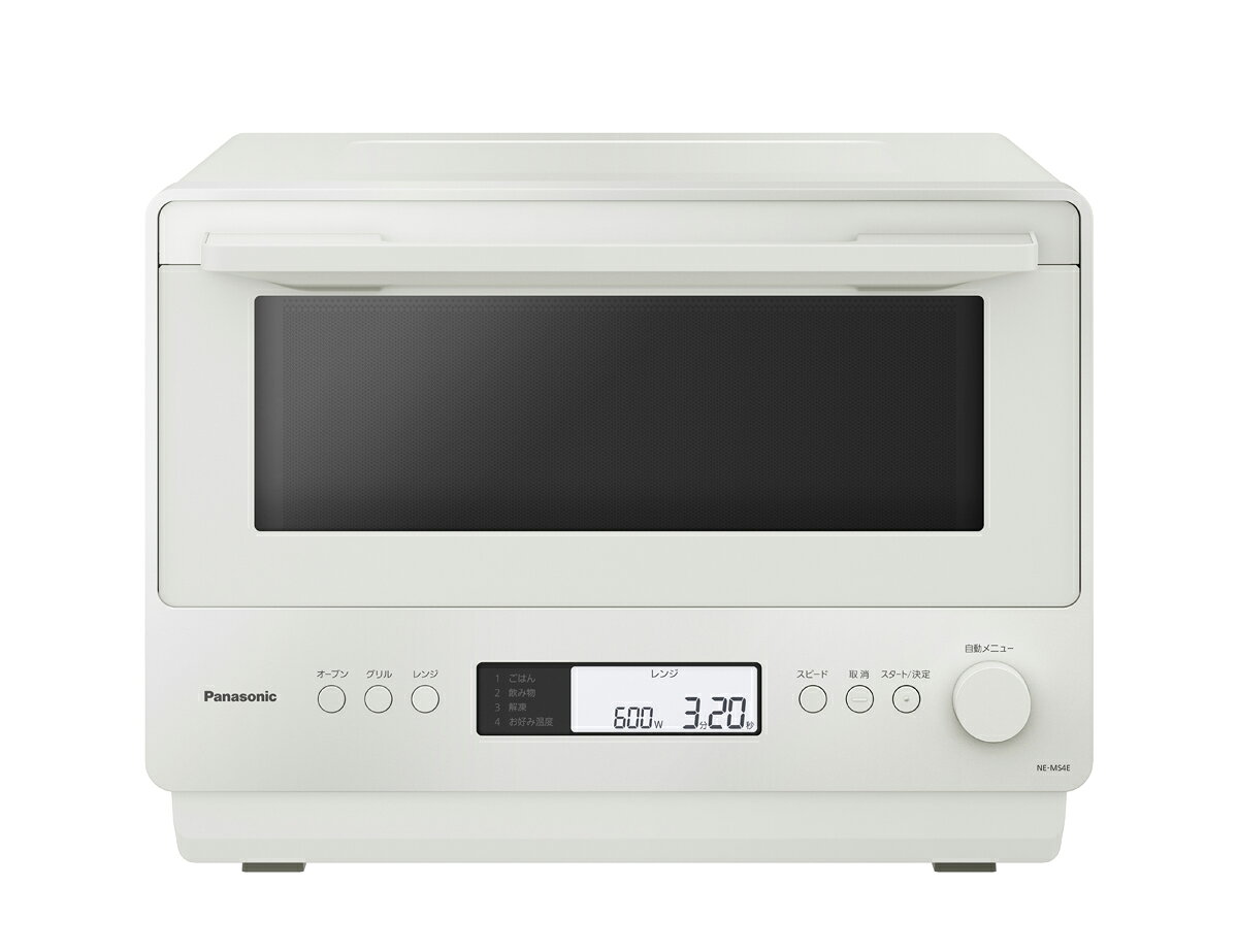 【返品種別A】□「返品種別」について詳しくはこちら□■新製品■2026年09月01日 発売予定メーカー保証期間 1年◆赤外線センサーでお好みの仕上がりにあたため※1お好み温度（-10℃〜90℃）に設定可能。※1　赤外線センサーは食品の表面温度を読み取るため、食品の内部温度は、設定温度と異なる場合があります。内部の温度は、食品の種類や厚みなどによって設定温度より高くなったり、低くなったりすることがあります。 ◆お急ぎあたため「スピード機能※2」 手動あたため（500W/600W）をスタートしてからスピードボタンを押すと、高出力（最大出力1000W）に切り換えてあたため時間を最大約38％短縮※します。※パナソニック比。市販の弁当あたため（レンジ500W/4分30秒）と、スピード機能使用時の加熱時間（2分46秒）との比較。※2 手動レンジ500W/600W、30秒〜10分00秒以内の加熱時において働きます。連続加熱時など、機能を使えない場合があります。◆毎日のトーストもこんがり焼ける一度に4枚まで焼くことができ、忙しい朝にぴったり。（裏返し必要）◆冷凍うどん・冷凍ごはんメニュー搭載忙しい時でも、1人分の冷凍うどん・ごはんもレンジでかんたん調理。◆ボウルに食材を入れるだけで、手軽においしい「ワンボウルメニュー」下ごしらえした材料を耐熱ガラスボウルに入れるだけ。あとは、ビストロにおまかせ。鍋やフライパンを使わず、耐熱ボウルで調理するので、後片付けもラクラク。◆お菓子づくりにも便利な「オーブン機能」100℃〜250℃※3まで対応のオーブンで、パンやお菓子をおいしく焼き上げ。※3　オーブンの220℃〜250℃での運転時間は約5分です。その後は自動的に210℃に切り換わります。◆ホワイトバックライト液晶で見やすく、使いやすいよく使うレンジ機能はボタン操作ができて使いやすい。◆コンパクト設計で設置しやすい◆サッと拭ける庫内だからお手入れらくらく壁面はフッ素コーティングされているので、拭き掃除もしやすい。天井も布巾で拭けます。※アース取付につきましては、安全のため取り付けをお勧めします。尚、誠に申し訳ございませんが、Joshin webではアース工事を承っておりません。予めご了承下さい。■　仕　様　■庫内容量：26L本体サイズ(約)：幅47.0×奥行39.0（取っ手含む：43.6）×高さ35.0cm庫内有効サイズ(約)：幅37.0×奥行33.5×高さ20.9cm重量：約14.7kg操作部：ホワイトバックライト液晶オートメニューの数：83トースト：○（裏返し必要）角皿：38.2×31.7cm（1枚）レンジ機能消費電力：1420W出力：1000W※/600・500・300・150W相当レンジ温度調節範囲：-10〜90℃オーブン/グリル機能消費電力：1350W/1350W出力：1330W/1330W温度調節範囲：発酵（35・40℃）100〜250℃※22段調理：×省エネ基準達成率：100％年間消費電力量：70.4kWh/年※　高周波出力1000Wは短時間高出力機能（最大3分）であり、調理中自動的に600Wに切り換わります。※2　220〜250℃での運転時間は約5分です。その後は自動的に210℃に切り換わります。■設置必要スペース左右は壁から2cm、上方は10cmあけて設置してください。[NEMS4EW]Panasonic（J）調理家電＞電子レンジ・オーブンレンジ＞スチームなしオーブンレンジ・まごころ長期修理保証(保証5年)［加入料：対象商品代金の5%］商品「NE-MS4E-W」専用加入料(※加入料のみ注文不可)※対象商品と専用加入料を分けてのご注文は承れません。上記リンク先の専用加入料と一緒にご注文して下さい。※長期修理保証についての詳細・注意事項はこちらのページをご一読下さい。
