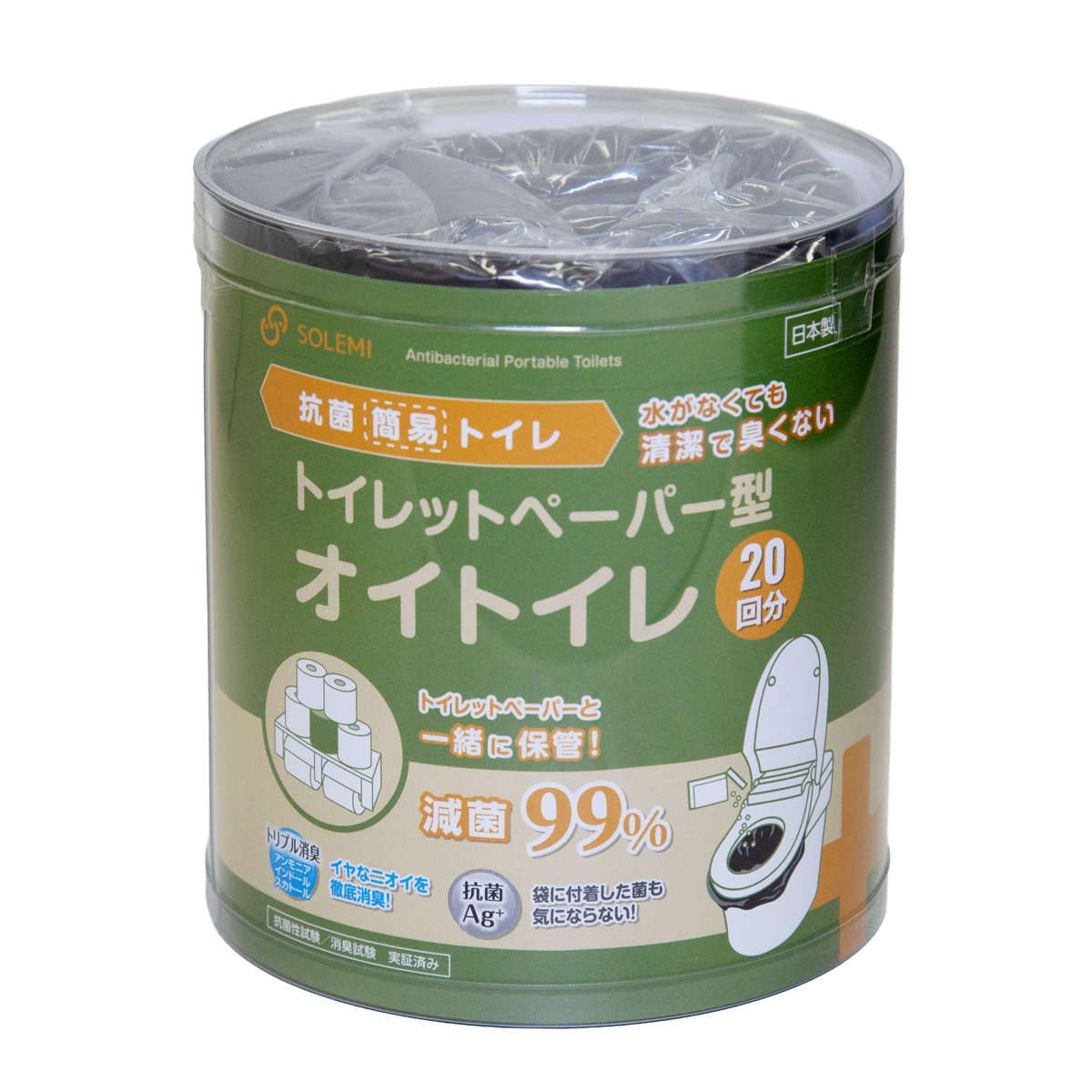 【返品種別B】□「返品種別」について詳しくはこちら□◆災害時や断水などの非常時に役立つトイレットペーパー型の簡易トイレ20回分です。◆付属の2種類の袋(トイレ用・処理用)には消臭・抗菌効果があり、ニオイが気になりづらいです。◆非常時の備えにはもちろん、登山などのアウトドアや長時間のドライブにも便利にご使用いただけます。■　仕　様　■サイズ(約)：幅11×奥行11×高さ12cm [直径]11cm重量：約410g材質：[凝固剤]高分子ポリマー [袋]ポリエチレン内容量：20回分セット(トイレ用袋20枚、凝固剤20個、処理用袋2枚)[491110ワコウプラスチク]和弘プラスチック工業生活家電＞防災機器＞トイレ・トイレ用品