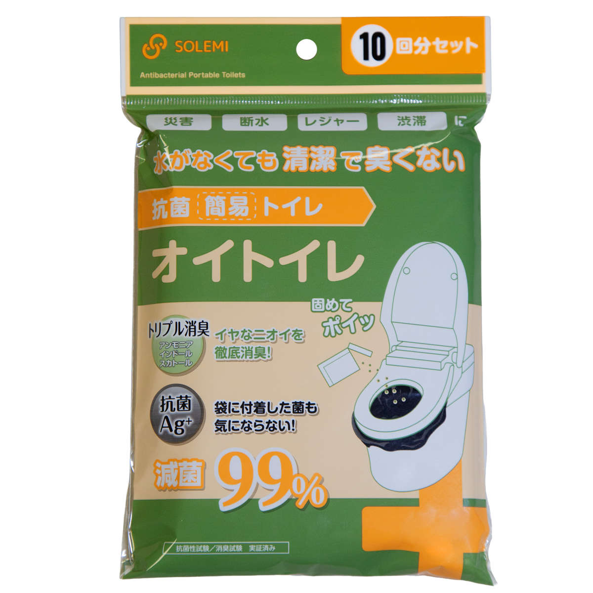 【返品種別B】□「返品種別」について詳しくはこちら□◆災害時や断水などの非常時に役立つ簡易トイレ10回分です。◆付属の2種類の袋(トイレ用・処理用)には消臭・抗菌効果があり、ニオイが気になりづらいです。◆非常時の備えにはもちろん、登山などのアウトドアや長時間のドライブにも便利にご使用いただけます。■　仕　様　■サイズ(約)：[パッケージ]幅14.5×奥行23×高さ2.5cm重量：約200g材質：[凝固剤]高分子ポリマー [袋]ポリエチレン内容量：10回分セット(トイレ用袋10枚、凝固剤10個、処理用袋1枚)[491114ワコウプラスチク]和弘プラスチック工業生活家電＞防災機器＞トイレ・トイレ用品