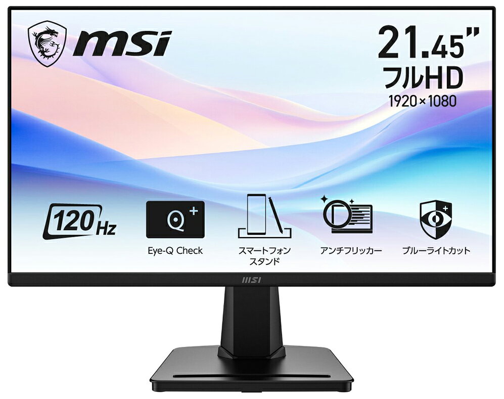 MSI｜エムエスアイ 液晶ディスプレイ(21.45型/VA/FullHD 1920×1080/120Hz/1ms)(ブラック) PROシリーズ PRO-MP225-E12VL
