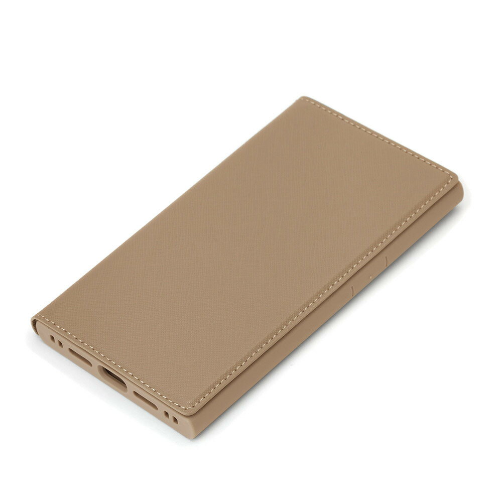 Rakuten - PGA iPhone15 Pro（6.1inch/3眼）用 ガラスフリップケース スクエアデザイン（ベージュ） PG-23BGF06BE