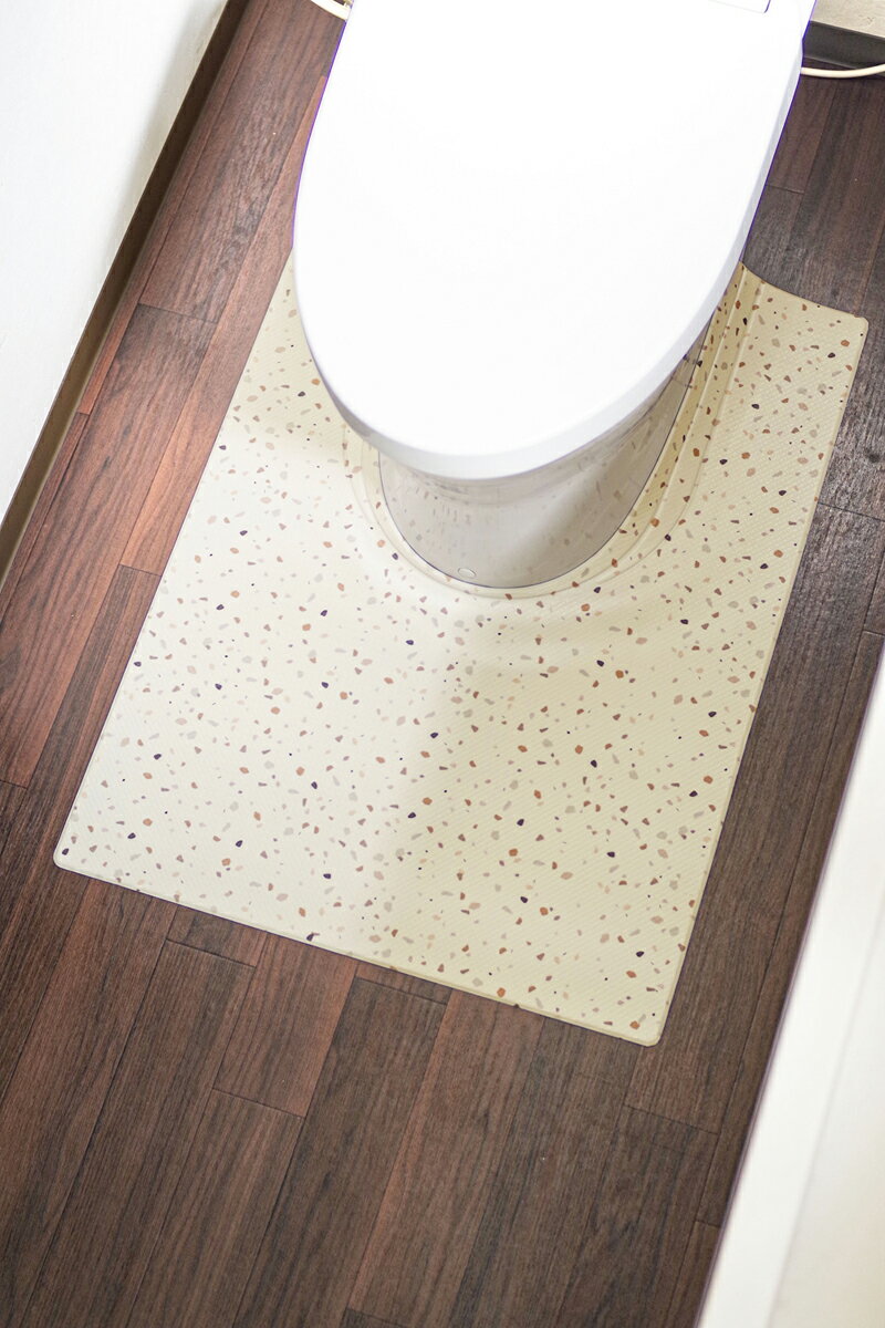 オカトー スキマにピタっ！PVCトイレマット耳長 (80×60cm・テラゾー) PVCトイレマツトロングテラゾ [PVCトイレマツトロングテラゾ]