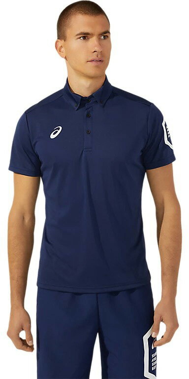 アシックス メンズ ドライポロシャツ（ピーコート・サイズ：S） 2031D728-400-S TEAM　HEXAGON　POLO　RECYCLE