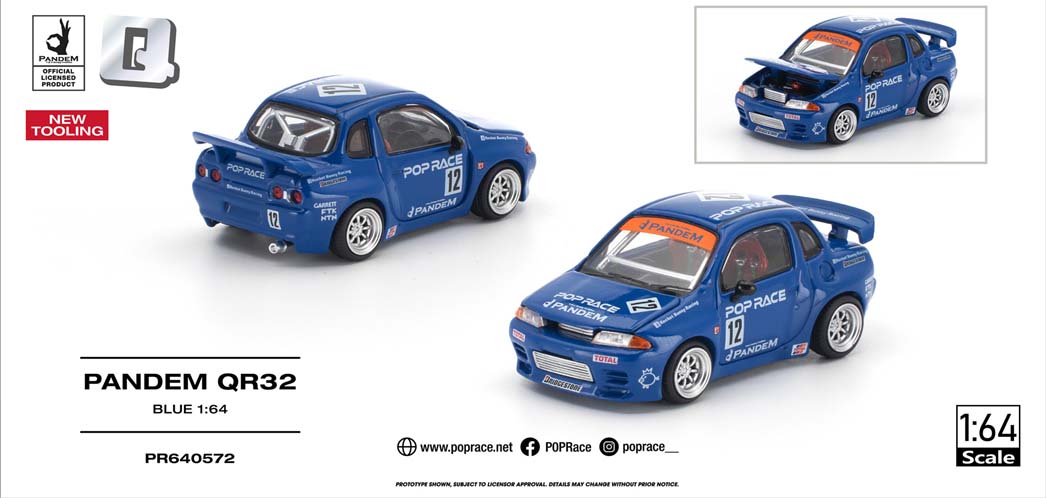 POP RACE 1/64 PANDEM QR32 BLUE【PR640572】 ミニカー