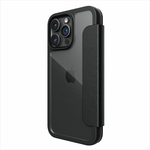 RAPTIC(ラプティック) iPhone15 Pro（6.1inch/3眼）用 手帳型ケース カード収納 米軍MIL規格クリア 合成皮 Urban Folio（ブラック） RT_IOPCSPLUF_BK