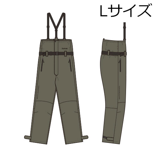 【返品種別A】□「返品種別」について詳しくはこちら□◆チェストハイ仕様で使い勝手の良いレインパンツ！　！　◆耐水圧・耐久性に優れる3レイヤー仕様のレインパンツです。◆膝部分の立体3Dカットなど各所に立体裁断を採用し、釣行時の動きを妨げません。◆チェストハイ仕様なので屈んだ状態での背中側からの衣服内への浸水、寒冷期には冷たい風の侵入を防ぎます。◆ジャケットを脱いだ状態での着用時も胸辺りまでの飛沫や汚れを防いでくれるのでオフショア釣行や船での餌釣りでも安心です。◆着脱式のサスペンダーを取り外し、ウェストベルトを調整していただければ肩回りへのストレスが無い「フィットハイ仕様」としての使用も可能。◆ポケット部分はスルーポケット仕様で、インナー・ミドラーのパンツのポケットにエントリーできるようになっています。■　仕　様　■本体：ナイロン100％(ブレスシェード3レイヤー透湿防水加工)サイズ：L付属品：収納袋[PBR047Lオリブ]パズデザインアウトドア＞フィッシング＞ウェア・帽子・靴＞ウェア