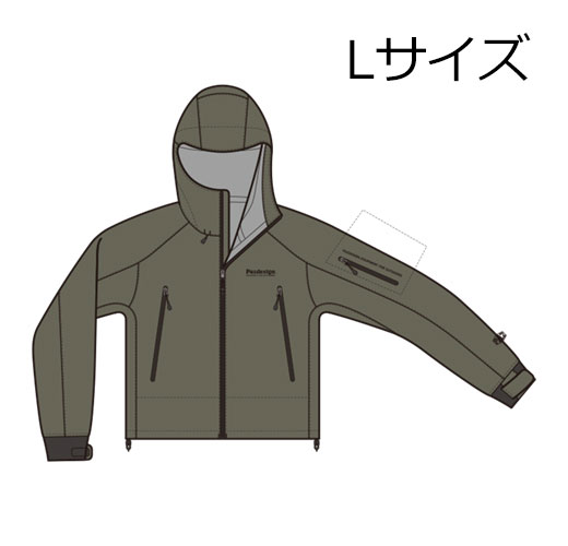【返品種別A】□「返品種別」について詳しくはこちら□◆ウェーディングに最適なショートレインジャケット！　◆ソルト、フレッシュ問わずウェーディングの釣りに特化したショートタイプの耐水圧・耐久性に優れる3レイヤー仕様のレインジャケット◆立体裁断で動きやすく、アームホール(回り)もゆとりのある作りなので重ね着しても肩回りのストレスが少なく快適です。◆袖口は現場でも片手で調節が容易なシングルカフ仕様(クロロプレン製)。◆シンプルな作りなのでグローブの手首部分の形状とも干渉しにくくなっています。◆また、今作の特徴でもあるのがヘルメットの着用時もストレスが少ないハイフード仕様です。◆通常使用時もフードや襟元のドローコードで調整していただければサイズ感、見た目の違和感も無く着用可能です。■　仕　様　■本体：ナイロン100％(ブレスシェード3レイヤー透湿防水加工)サイズ：L付属品：収納袋[PBR048Lオリブ]パズデザインアウトドア＞フィッシング＞ウェア・帽子・靴＞ウェア