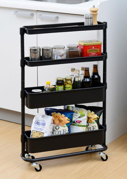 YAMAZEN すき間トローリー (ブラック) LSST-4-BK [LSST4BK]