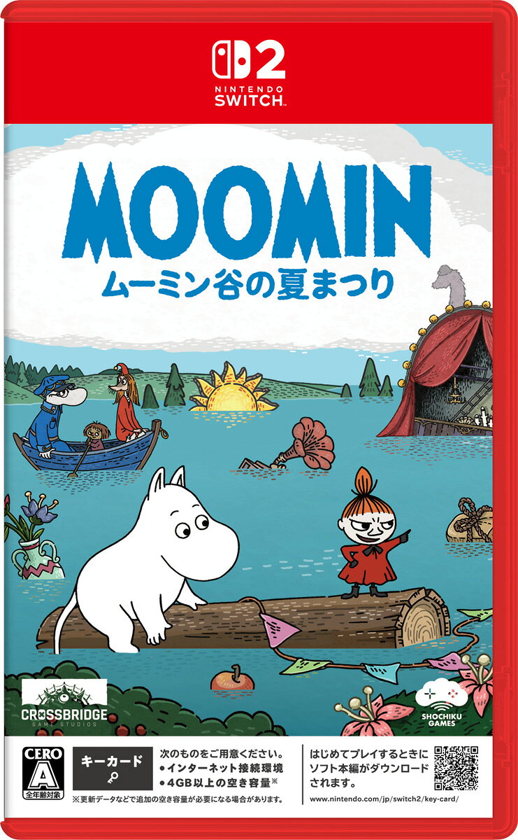 【返品種別B】□「返品種別」について詳しくはこちら□■新製品■「おひとり様3点まで」2026年11月12日 発売予定※封入特典：ちゅるんクリアシール※デジタル特典（Joshinオリジナル）：スマホ用デジタル壁紙（DL期限：12月19日）※一回のご注文で同じ発売日の予約商品を複数ご購入の場合、発売延期となりました予約商品のみ、一旦ご注文をお取り消しさせていただきます。本作のパッケージ版は「キーカード」での販売となります。はじめてプレイするときにソフト本編がダウンロードされます。ダウンロードにはインターネット接続環境と4GB以上 の空き容量が必要です（※）。詳細は公式サイトをご確認ください。※必要容量は変更になる場合がございます。※更新データなどで追加の空き容量が必要になる場合があります。※デジタル特典：スマホ用デジタル壁紙※デジタル特典付きご購入期限：2026年12月12日迄※ダウンロード期限：2026年12月19日迄『商品お届け日』より『特典品ダウンロードサイト』にアクセスし、下記必要事項を入力いただくことでデジタル特典を取得いただけます。『特典品ダウンロードサイト』へは、商品出荷時にお送りするメール「デジタル特典ダウンロードのご連絡」をご確認ください。なお、【店舗受け取り】をご希望されたお客様には、商品出荷時に上記のメールが送信されません。店舗で商品をお受け取り後、『特典品ダウンロードサイト』にアクセスし、必要事項をご入力いただく必要がございます。特典品ダウンロードサイト必要事項：商品コード：商品バーコードに記載されている13桁の数字をご確認ください伝票番号：お買い上げ明細書（納品書）に記載されている番号をご確認ください出荷日：お買い上げ明細書（納品書）に記載されている日付をご確認ください◇◆商品紹介◇◆ムーミンやリトルミイたちと心温まる冒険の旅へ！　トーベ・ヤンソンの小説『ムーミン谷の夏まつり』を原作としたポイント＆クリックアドベンチャーゲーム旅から戻らないスナフキンをムーミントロールが待ちわびていたある日のこと、ムーミン谷は突然の大洪水に見舞われます。ムーミン一家が水の上を漂うなかでたどり着いたのは、奇妙な建物。そこは、衣装や台本、そして舞台ならではの「魔法」が詰まった不思議な劇場でした— 。 本作では、原作への深い愛情と敬意を込めて再現された名場面の数々と、オリジナルの新たな冒険がプレイヤーを待っています 。●原作再現と新エピソード小説『ムーミン谷の夏まつり』をベースに、名シーンと本作オリジナルの遊び心あふれる物語を体験いただけます。●美しい手書きのアートワーク原作者トーベ・ヤンソンの挿絵にインスパイアされた、色彩豊かな手書きグラフィックで、ファンにはおなじみのムーミンやしきや劇場を細部まで再現しています。●誰もが楽しめるパズルと探索キャラクターとの会話や探索、ミニゲームを通じてものがたりを進めます。ヒント機能完備で、子どもから大人まで誰もがリラックスして遊べる設計です。●キャラクターの切り替えムーミントロールとリトルミイの特性を使い分けてゲームを楽しめます。◆製品詳細◆対応機種　：　Nintendo Switch 2ジャンル　：　ポイント＆クリック アドベンチャープレイ人数　：　1人CERO審査　：　全年齢対象Moomin: Midsummer Madness. Developed by Crossbridge Game Studios SASU. Published by Shochiku Co. Ltd. (C) Moomin Characters (TM)おもちゃ＞TVゲーム＞Nintendo Switch 2＞パッケージ版テレビゲームソフト＞アドベンチャー