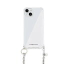 PHONECKLACE iPhone 15用 チェーンショルダーストラップ付きクリアケース（シルバー） PN25558I15