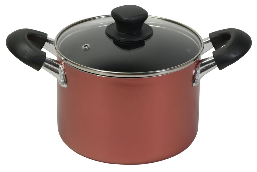 パール金属 【IH対応】ガラス蓋付深型両手鍋 18cm HB-6969(パ-ル) 旨味 ふっ素加工 [HB6969パル]