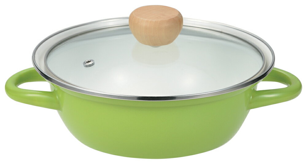 パール金属 【IH対応】ホーローガラス蓋付卓上鍋　18　　グリーン HB-6998(パ-ル) ピッタリなべ [HB699..