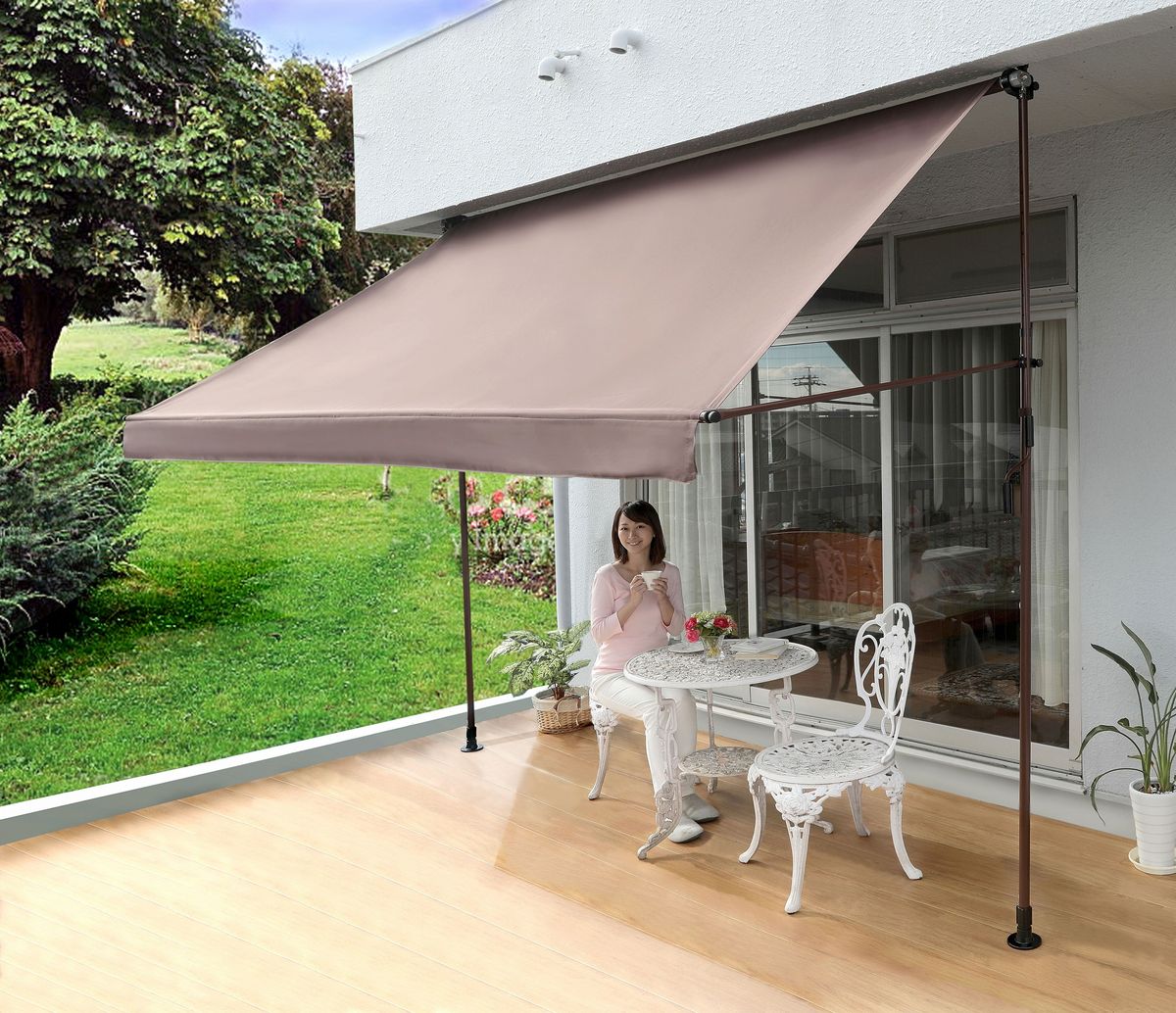 タック 物干し竿付きオーニング4 2m ブラウン TAN-900-20A