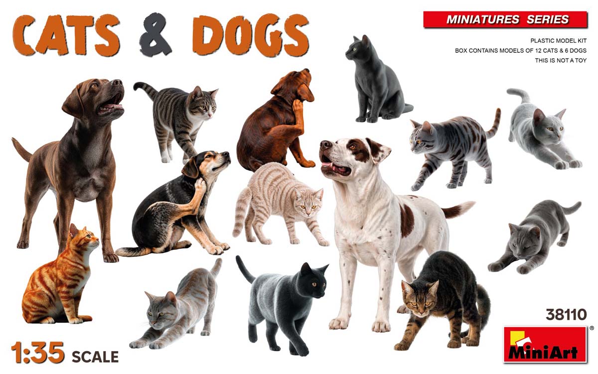 ミニアート 1/35 猫12匹＆犬6匹セット【MA38110】 プラモデル