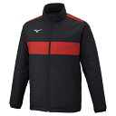 P2ME2590962XL ミズノ ウォーマーシャツ　ユニセックス(ブラック×チャイニーズレッド・サイズ：2XL) MIZUNO　サッカー/フットボール