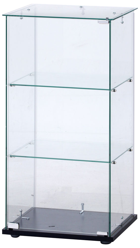 99475 不二貿易 ガラスコレクションケース3段 クリア(ブラック・サイズ(約)：幅42.5 × 奥行36.5 × 高さ85cm) ディスプレイケース 