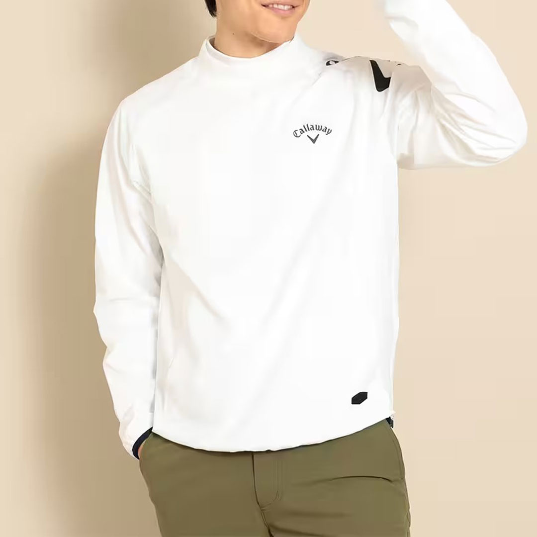 C23215102-1030-L キャロウェイ メンズ 8WAYストレッチ プルオーバーブルゾン（ホワイト・サイズ：L） CALLAWAY　23FW　8WAYストレッチ シワポリエステルプルオーバーブルゾン