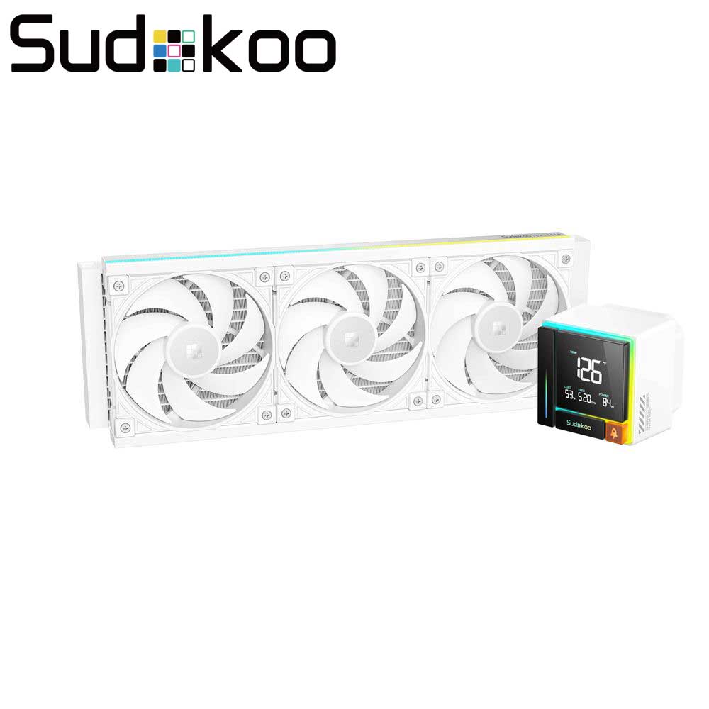Sudokoo ディスプレイ搭載 360mm簡易水冷CPUクーラー「ENERGLOシリーズ ENERGLO360」（ホワイト） ENERGLO360-WH