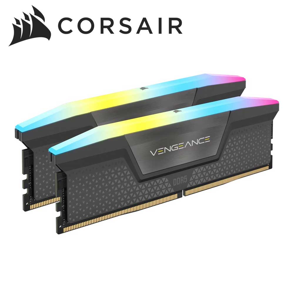CORSAIR PC5-48000 (DDR5-6000)VENGEANCE RGB 64GB (2x32GB) DDR5 DRAM Up To 6000MT/s CL40 AMD EXPO ＆ Intel XMP Memory Kit - GREY CMH64GX5M2D6000Z40
