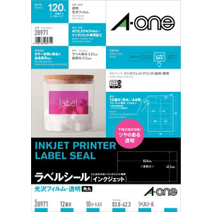 エーワン インクジェットプリンタラベル（フィルムタイプ・10シート・120片） 28971