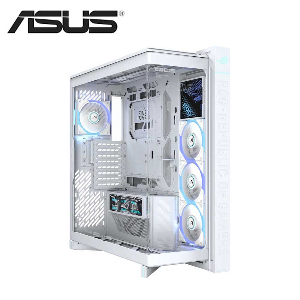 ASUS E-ATXマザーボード対応 ROG CRONOX GR801 CURVE TG SCR ARGB 9.2インチLCD搭載 ピラーレス PCケース（ホワイト） WH