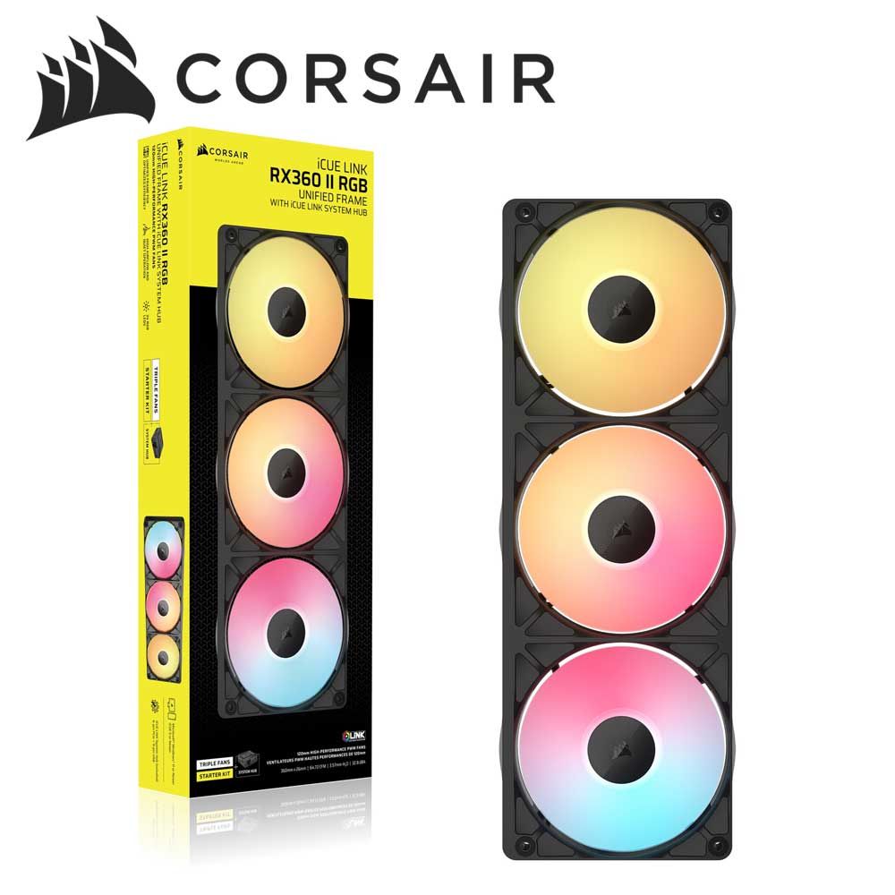 CORSAIR PCケースファン iCUE LINK RX360 II Unified Frame RGB Fans Starter Kit（ブラック） CO-9051059-WW