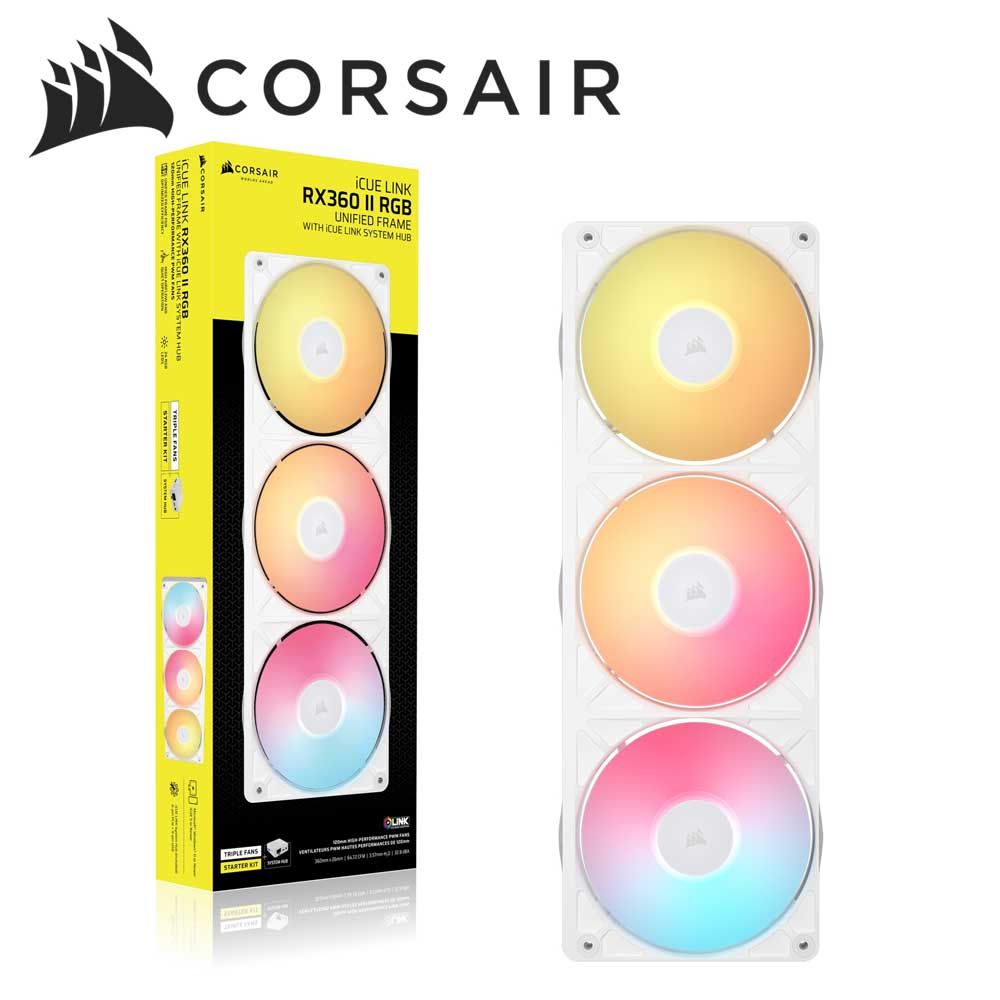 CORSAIR PCケースファン iCUE LINK RX360 II Unified Frame RGB Fans Starter Kit（ホワイト） CO-9051060-WW