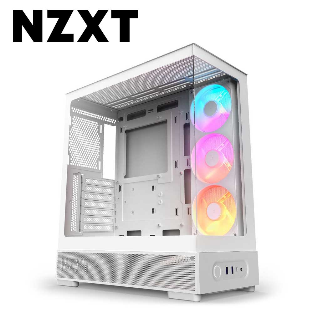 NZXT ピラーレス ミドルタワー PCケース （ATX / Micro-ATX / Mini-ITX） S5 RGB（ホワイト） CC-S51FW-01