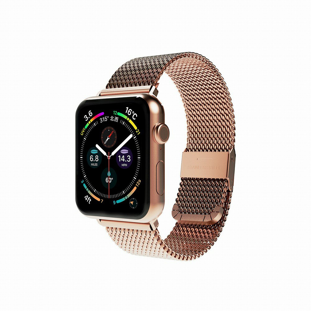 miak Apple Watch 41mm(Series7)/40mm(SE/6/5/4)/38mm(3/2/1)用 CLIP MESH BAND（ローズゴールド） SMAMA-W3840RG