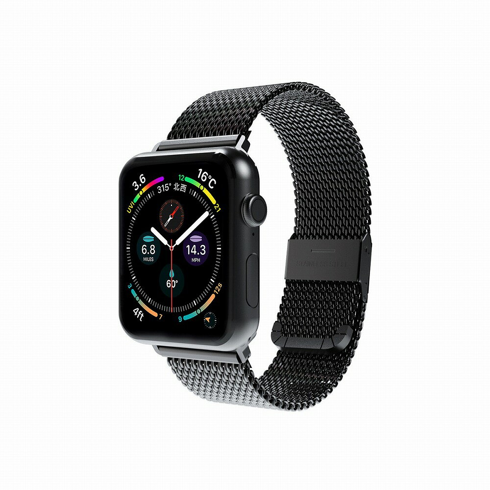 miak Apple Watch 45mm(Series7)/44mm(SE/6/5/4)/42mm(3/2/1)�� CLIP MESH BAND�ʥ֥�å��� SMAMA-W4244BK