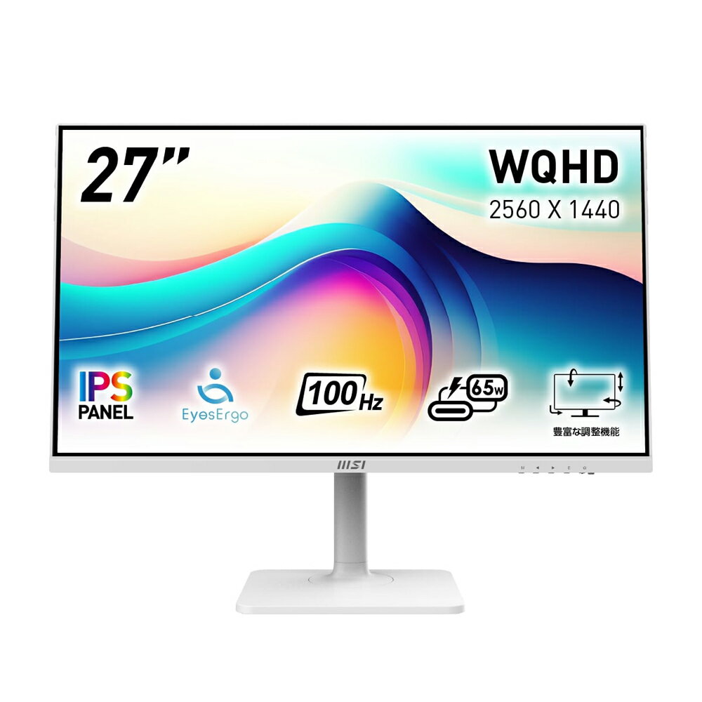 MSI 27 վǥץ쥤(WQHD2560  1440/IPS/Υ󥰥쥢/1msMPRT/100Hz/HDMI 2.0b  DisplayPort 1.2a  USB Type-C) Business  Productivity Monitor MODERN-MD272QXPW