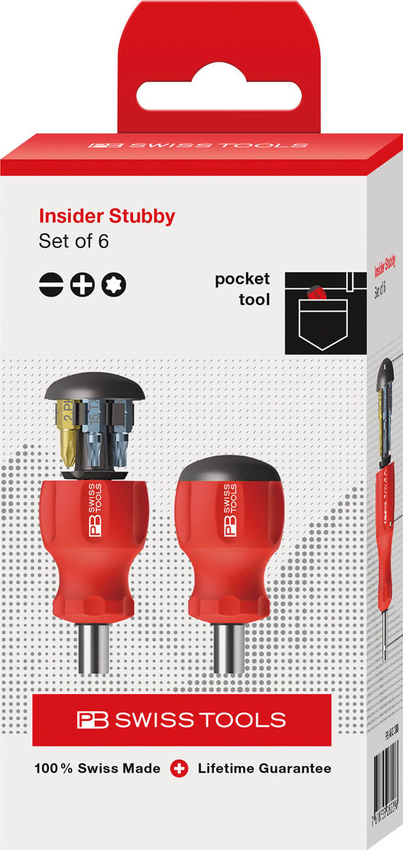 PB 8453.CBB PBスイスツールズ スタビーインサイダービット差替式ドライバー ビット：プラス・マイナス・ヘクスローブ ハイクオリティーペーパーボックス仕様 PB Swiss Tools PBSwissTools スタビータイプ ヘクスローブ ヘックスローブ