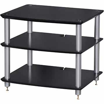 サウンドマジック 3段縦型オーディオラック（ブラック棚板/シルバーポール） HI03BS SOUND MAGIC