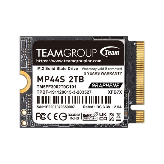 Team（チーム） Team Gen4x4 M.2 2230 PCIe NVMe MP44Sシリーズ 2TB【Steam Deck動作確認済み】 TM5FF3002T0C101