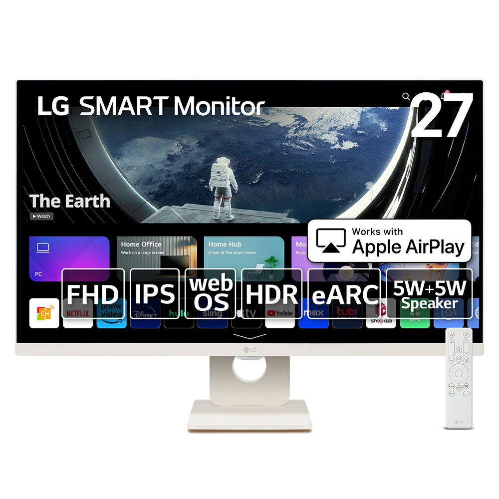 LG [27型 LG SMART Monitor/IPS/フルHD/NTSC 72％/オールホワイト＆スリムデザイン/アンチグレア/5W+5Wスピーカー/webOS23/3辺フレーム..