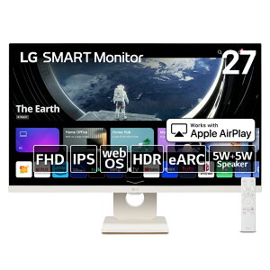 LG [27 LG SMART Monitor/IPS/եHD/NTSC 72/ۥ磻ȡǥ/쥢/5W+5Wԡ/webOS23/3եե졼쥹/AirPlay 2/Miracast/e-ARC/HDMI-CEC/ ᡼ 27SR50F-W