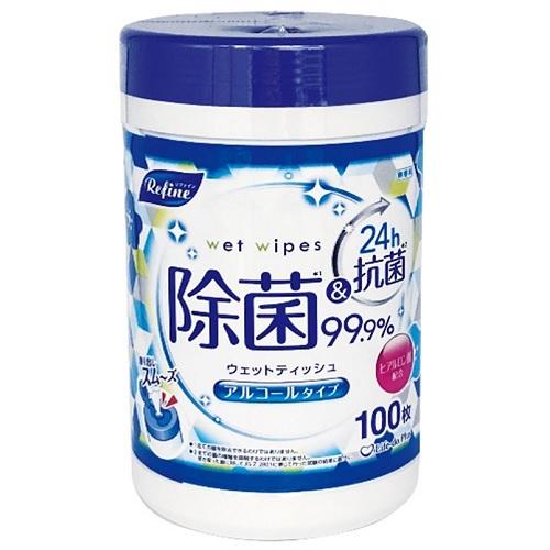 リファイン　アルコール除菌 ウェットボトル100枚 ライフ堂 アルコ-ルジヨキンウエツトボトル