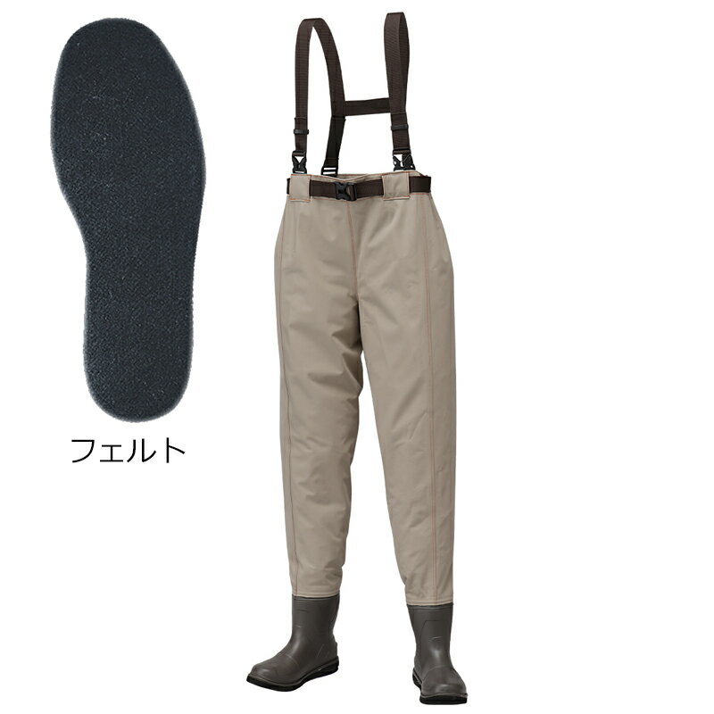 【返品種別A】□「返品種別」について詳しくはこちら□2023年05月 発売※縫製品のため、サイズや自重は誤差がございます。リップストップ生地にテフロン撥水加工をしたウエストウェダー使い勝手の良い腰までのウエストウェダー。ショート丈のブーツにテフロン撥水加工を施した生地を使用。ベルトにはブラツキを抑える肩ベルトカンと軽量・高強度なYKKのLB-LVバックルを採用。コケのついたゴロタ石や河川に対応するフェルトソール。■　仕　様　■カラー：ライトキャメルベージュサイズ：3L/4L足サイズ：28〜29.5cm自重(約)：2.3kgブーツ部履口内径(約)：40cm底：フェルトサイズ身長足サイズウエスト股下3S/SS140〜150cm22〜23.5cm67〜82cm74cmS160〜165cm24〜24.5cm71〜85cm76cmM165〜170cm25〜25.5cm72〜88cm78cmL170〜175cm26〜26.5cm74〜89cm80cmLL175〜180cm27〜27.5cm76〜92cm83cm3L/4L180〜190cm28〜29.5cm80〜96cm86cm5L/6L190〜195cm30〜31.5cm90〜115cm88cm[PX33323L4L]プロックスアウトドア＞フィッシング＞ウェーダー