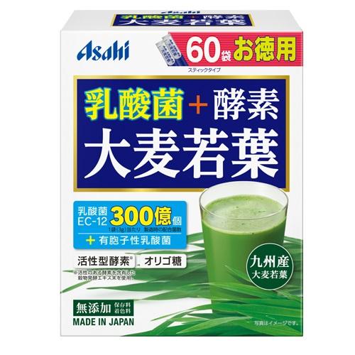乳酸菌＋酵素　大麦若葉 60袋 アサヒグループ食品 ニユウサンキン+コウソオオムギ60H